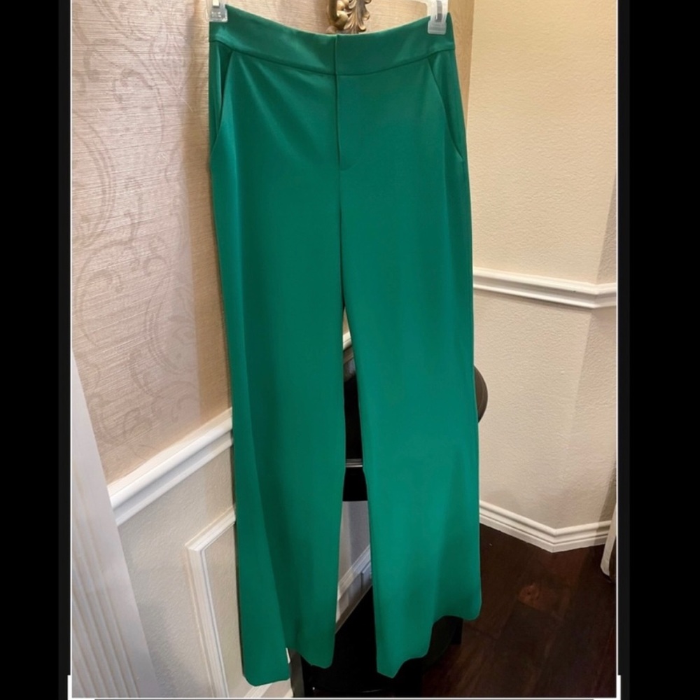 Alice & Olivia Dylan green juniper trouser pant - Picture 3 of 9